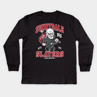 Sunnydale High School Vampire - Vintage Distressed Horror College Mascot Kids Long Sleeve T-Shirt